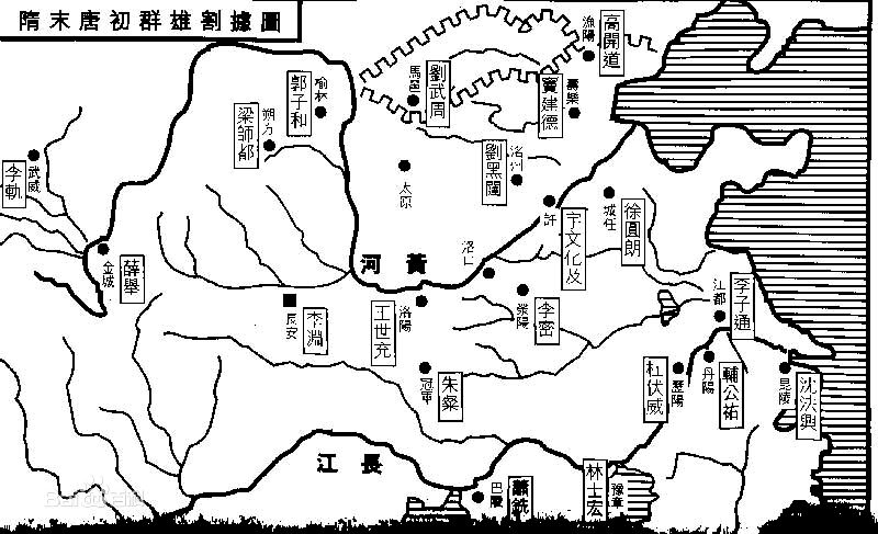 隋朝末年群雄割据地图