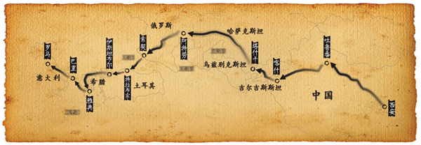 西汉时期丝绸之路路线图